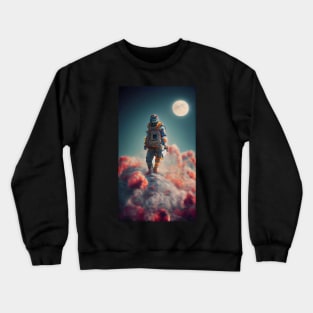 Astronaut standing on colorful clouds in space Crewneck Sweatshirt